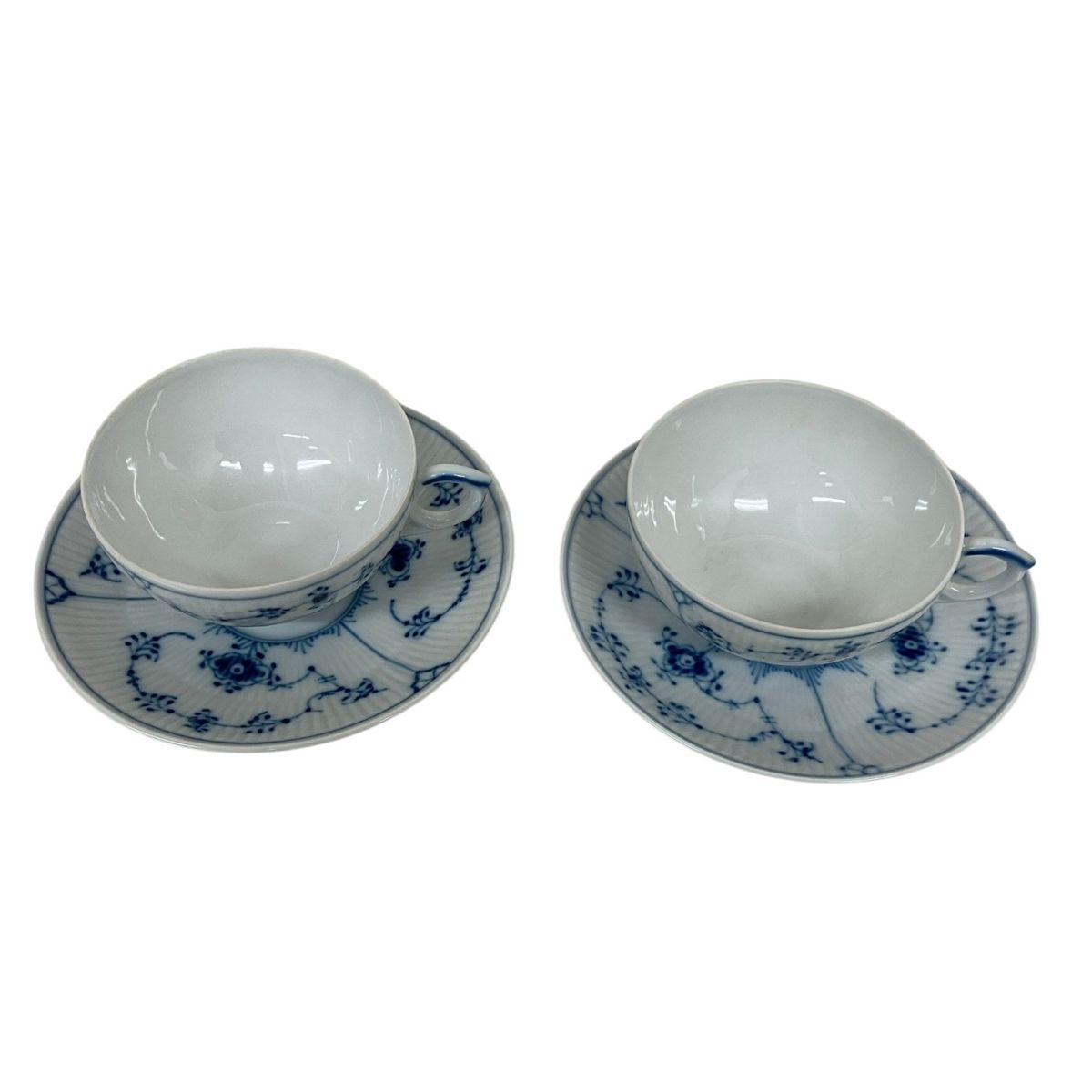 royal copenhagen 078 カップアンドソーサ 2客 ブルーフルーテッド 