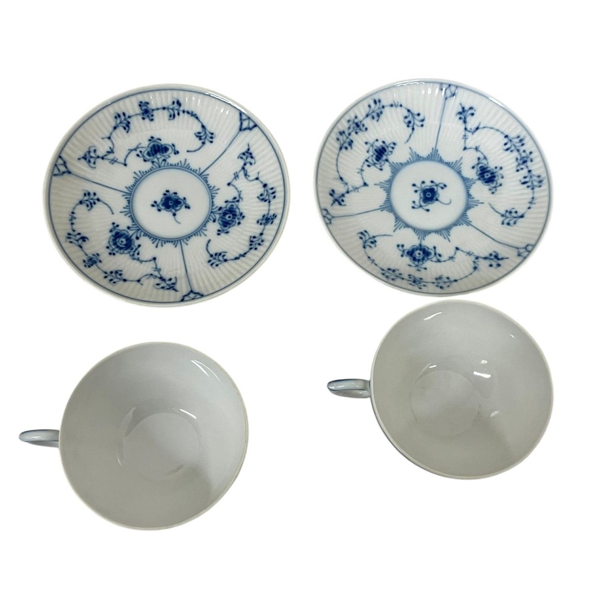 royal copenhagen 078 カップアンドソーサ 2客 ブルーフルーテッド 
