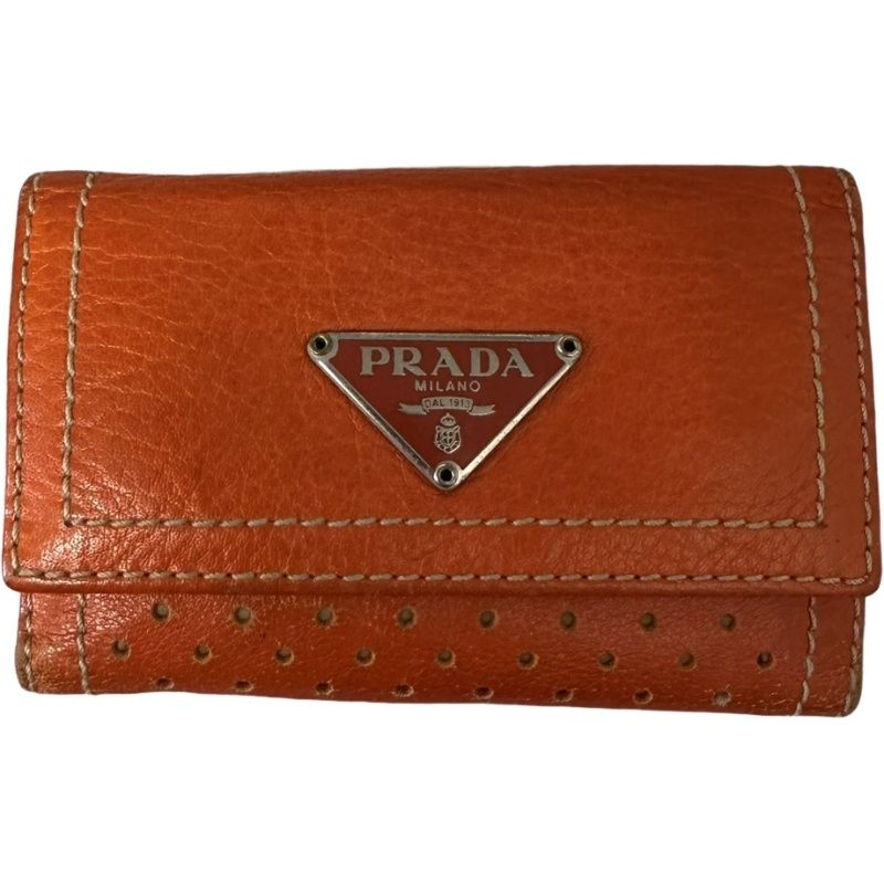 ギャランティカード付】キーケース プラダ PRADA オレンジ レザー