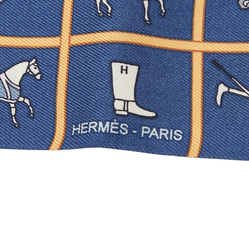エルメス ツイリー Couvertures et Tenues de Jour 馬着 ブルー マルチ