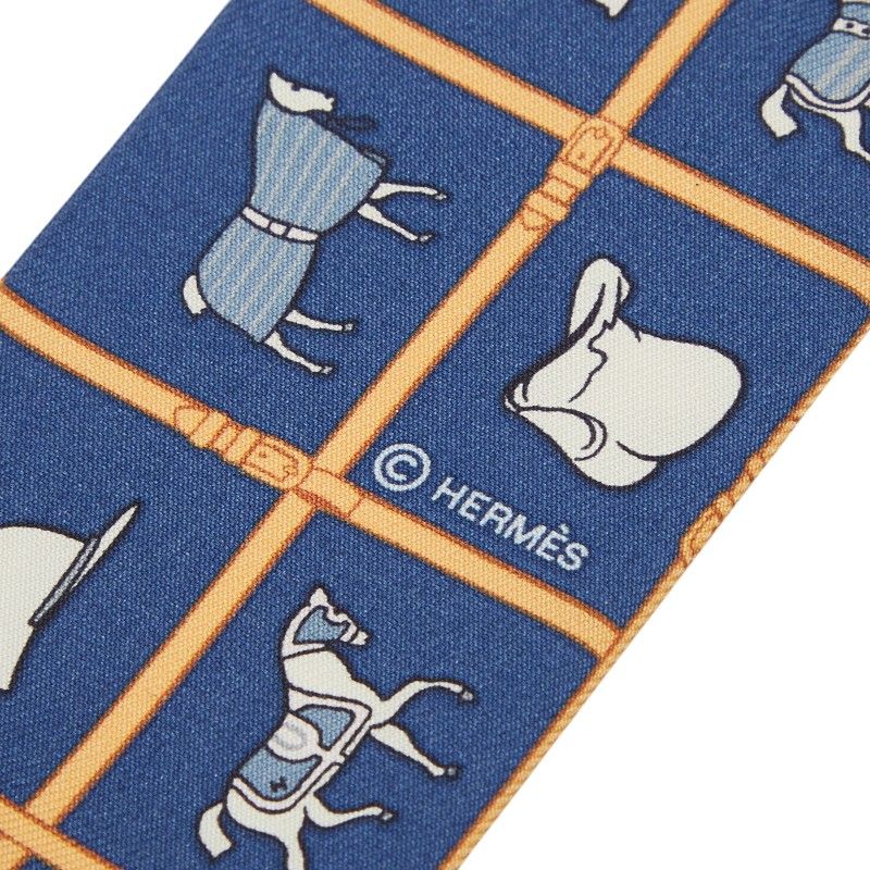 エルメス ツイリー Couvertures et Tenues de Jour 馬着 ブルー マルチ