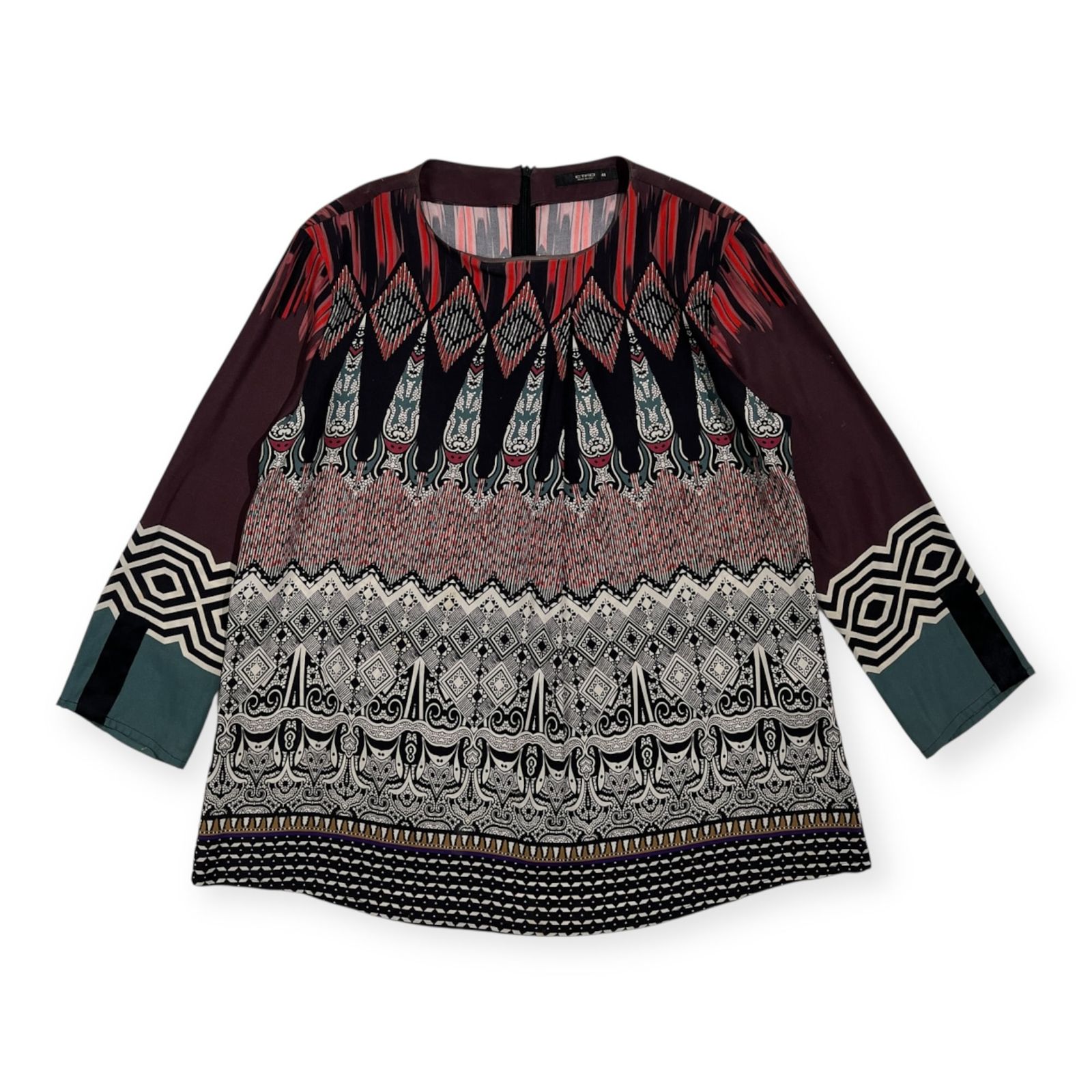 ETRO エトロ 総柄 シルク ストレッチ チュニック カットソー ブラウス 