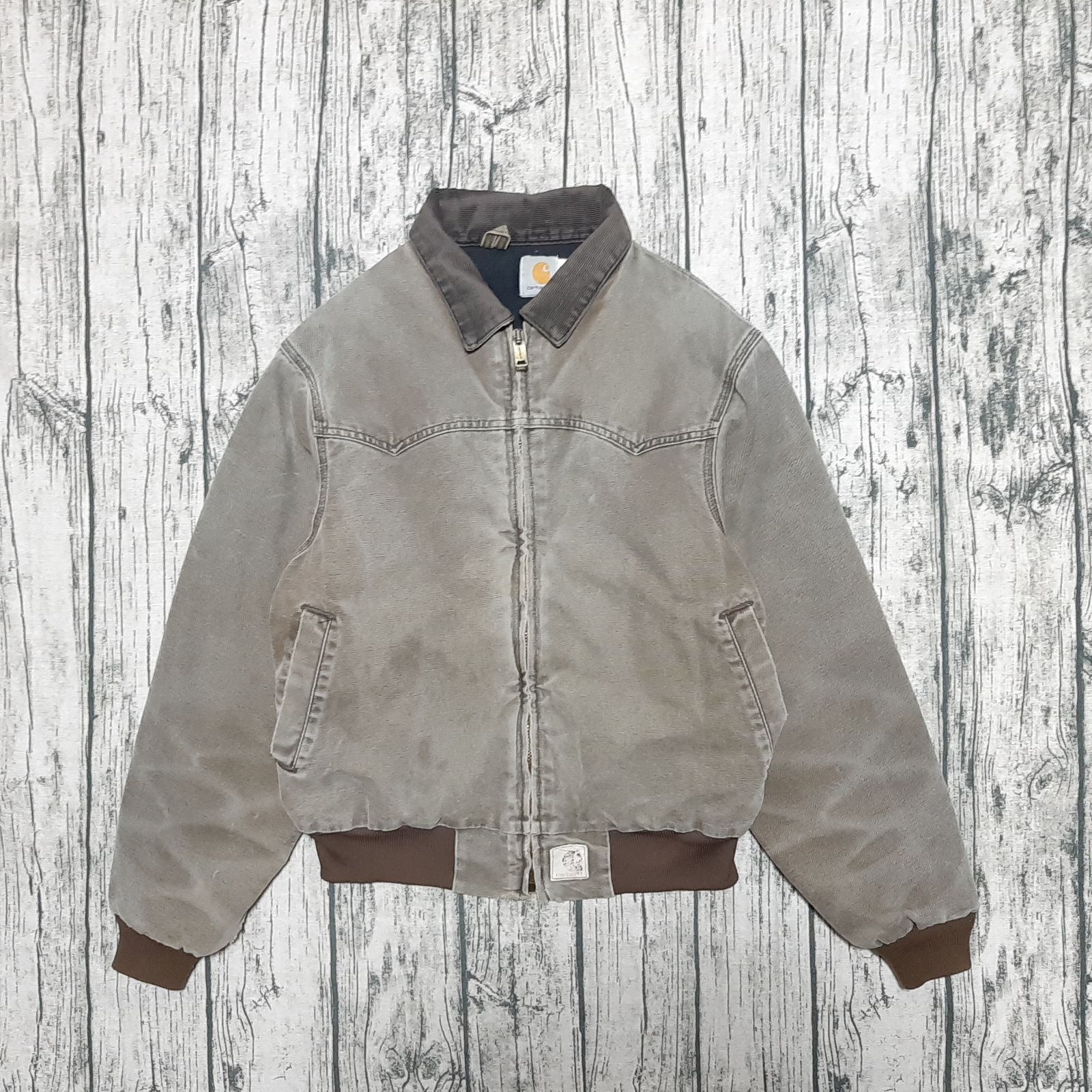 ホ*妬様 フェード　90s カーハート サンタフェ　バーガンディー 襟同生地　J 80's~90's Carhartt Santa Fe Jacket Black MADE IN USA 80年代 90年代 ジャケット・アウター