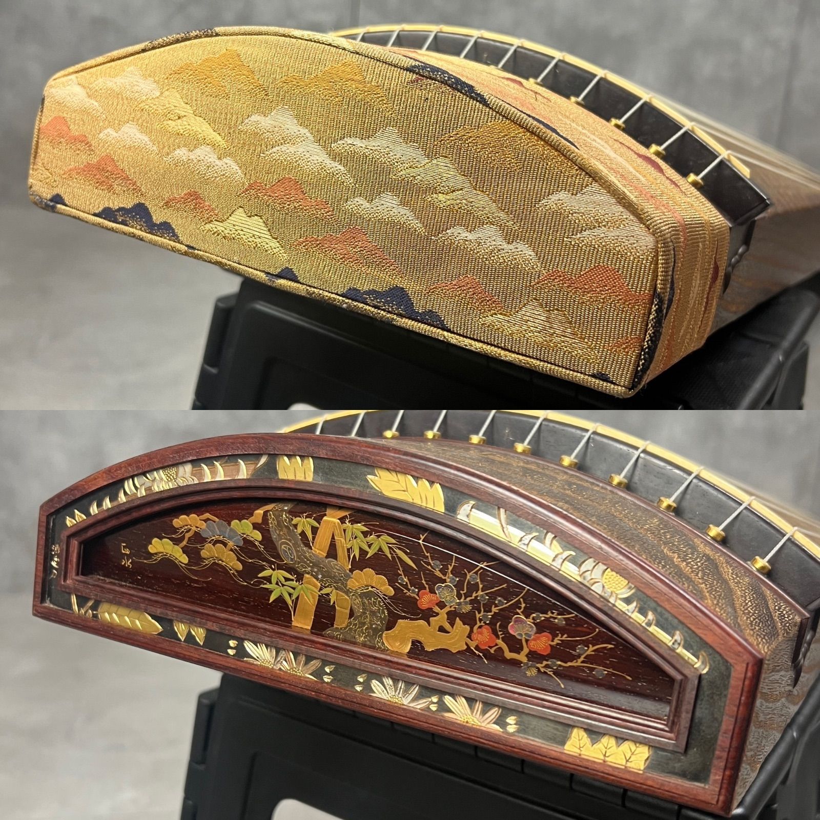 最高級 浩延刀 匠水 刻印 綾杉彫 琴 筝 13弦 紅木 透かし玉縁包み 金蒔絵 最高級 浩延刀 匠水 刻印 綾杉彫 琴 筝 13弦 紅木