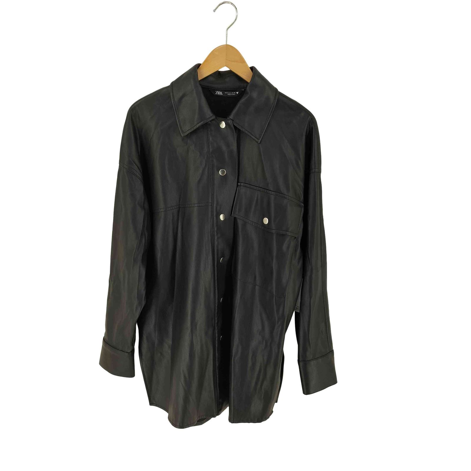 ザラ ZARA フェイクレザーオーバーシャツジャケット レディース import 