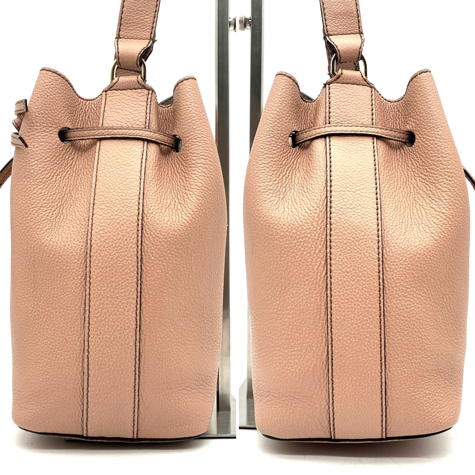 美品 FURLA フルラ 2way コスタンザ ショルダーバッグ 巾着 レザー