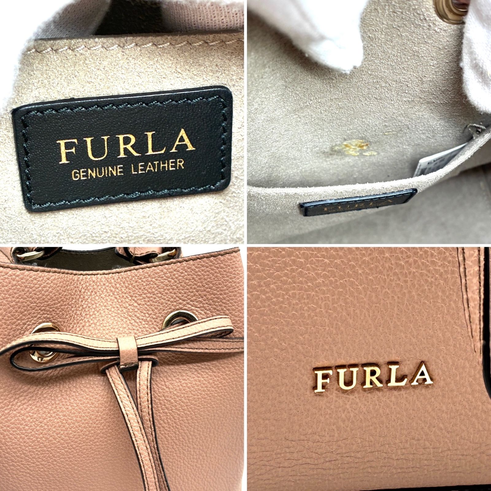 美品 FURLA フルラ 2way コスタンザ ショルダーバッグ 巾着 レザー 
