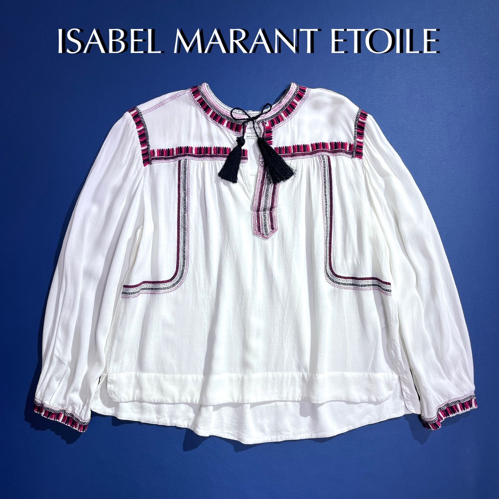 cW60 ISABEL MARANT ETOILE インド綿 エンブロイダリー シャツ 