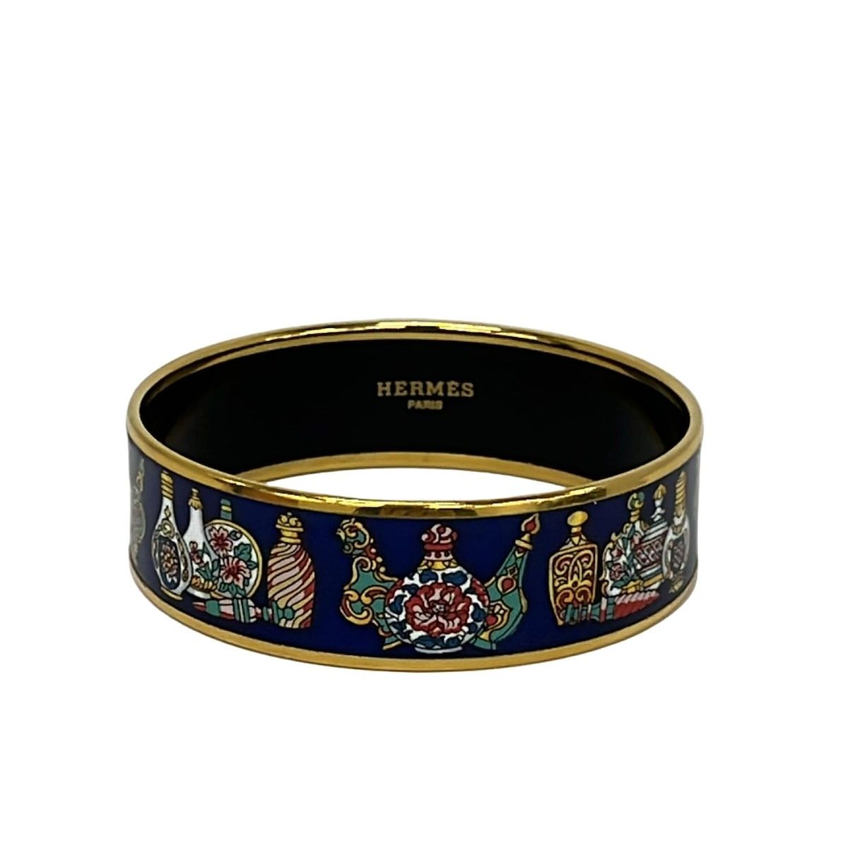 HERMES(エルメス) バングル美品 エマイユ ネイビー×ゴールド×マルチ 壺 