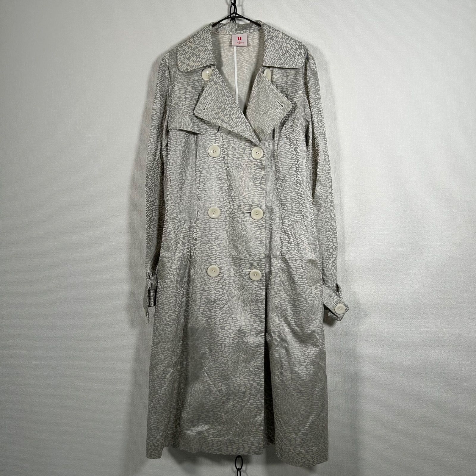 Japanese Vintage 日本製 U by ungaro シルクスプリングコート トレンチ 総柄 絹100% ラメ