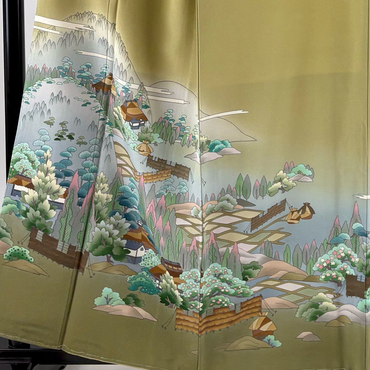 レディース 【美品】 訪問着 身丈160cm 裄丈68.5cm L 袷 落款 風景 染め