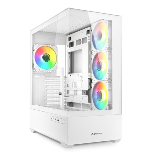 新品 Sharkoon 背面コネクタ対応ミドルタワーPCケース SHA-AK6-RGB-WT ピラーレス構造 ATX/Micro ATX/Mini-ITX規格マザーボード対応 ARGBファン4基標準搭載 日本正規代理店品