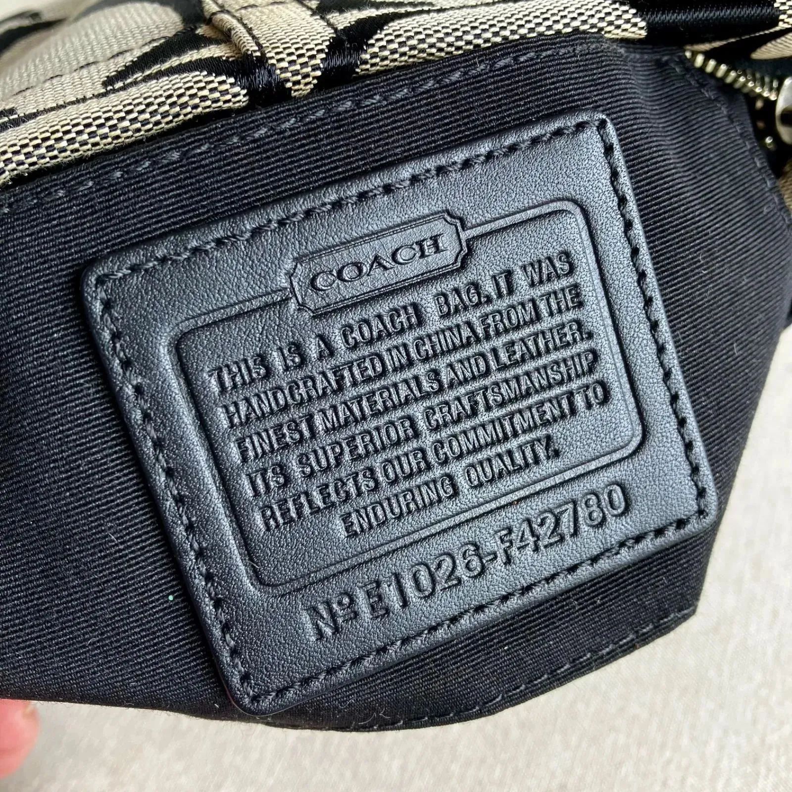 Coach Vintage Mini Carly Hobo Signature Black Canvas Leather Bag 