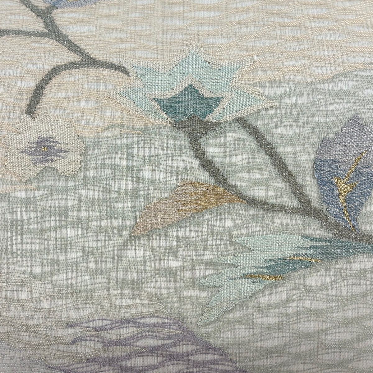 袋帯 秀品 夏帯 草花 金銀糸 薄緑 お太鼓柄 正絹 【中古】 - メルカリ