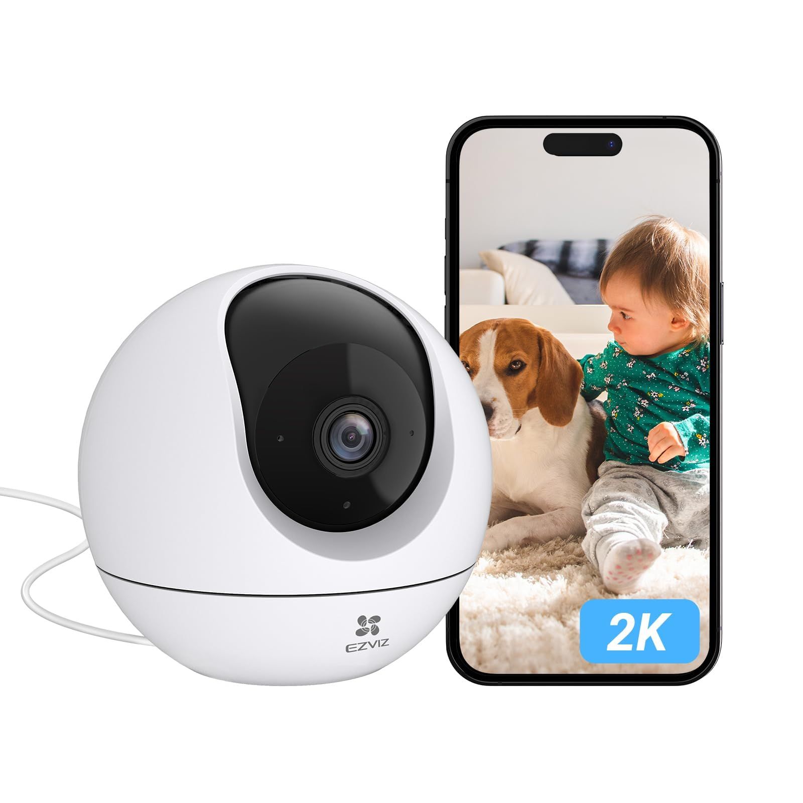 EZVIZ C6c ペットカメラ みまもりカメラ 防犯カメラ 2K解像度 AI検知 360度回転 スターライト暗視 Alexa連携 3年保証 日本仕様ｎ