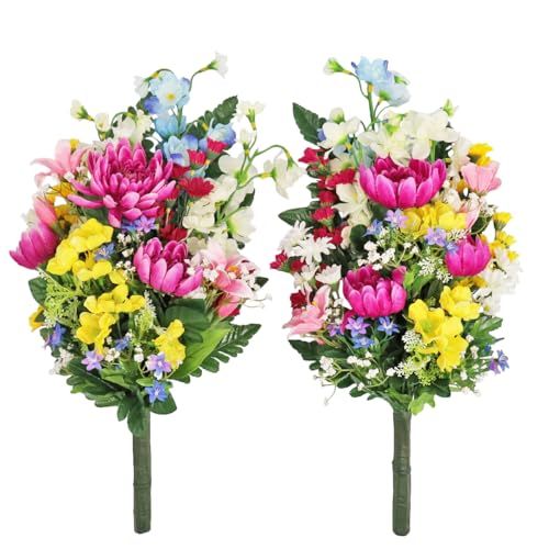 新品 山久 造花 仏花 デルフィニウムと菊の花束 一対 約43cm CT触媒(消臭分解・防汚)加工 シルクフラワー お彼岸 お盆 お仏壇 お墓 花 お供え btb