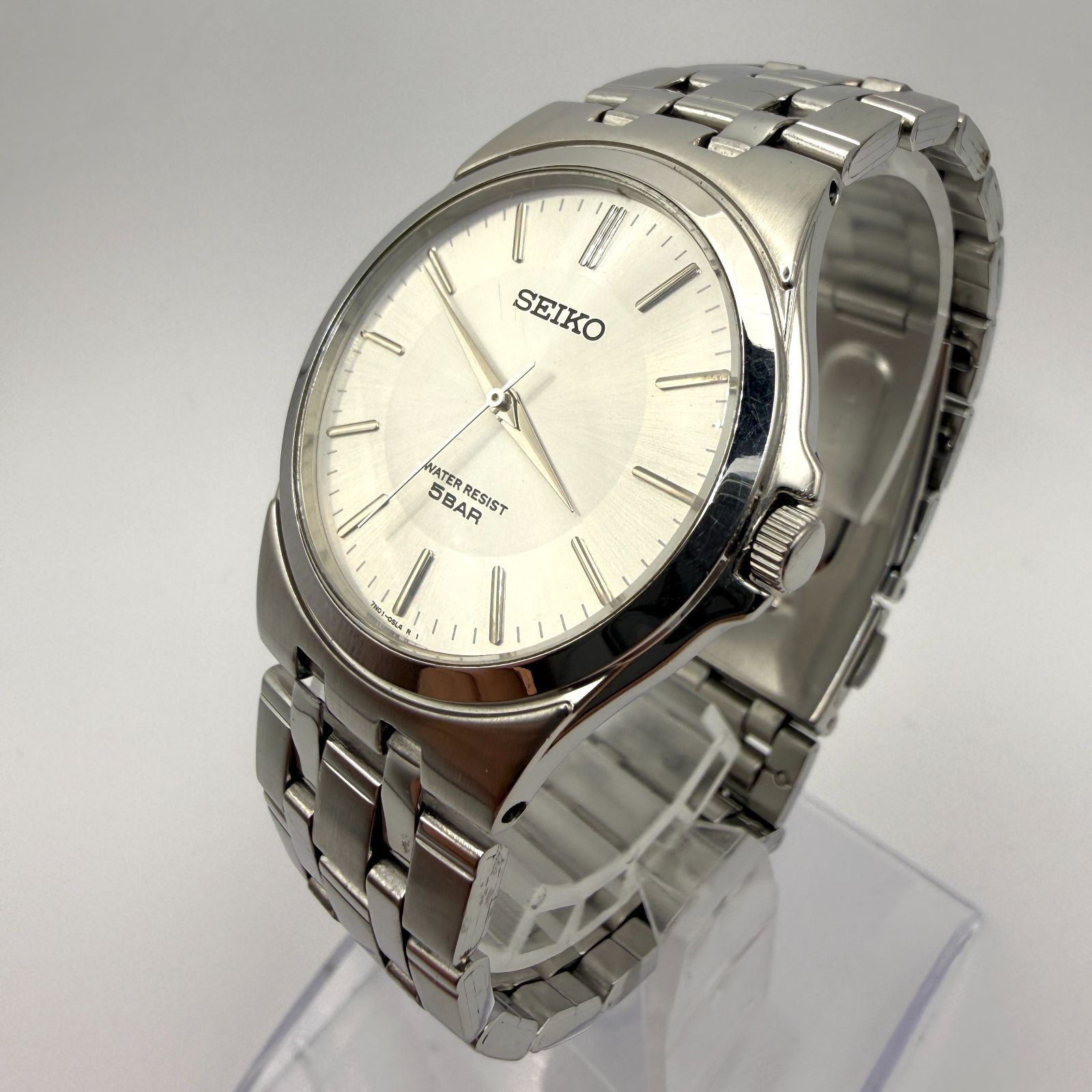 稼働品 SEIKO セイコー 7N01-0DM0 クォーツ シルバー文字盤 純正ブレス 