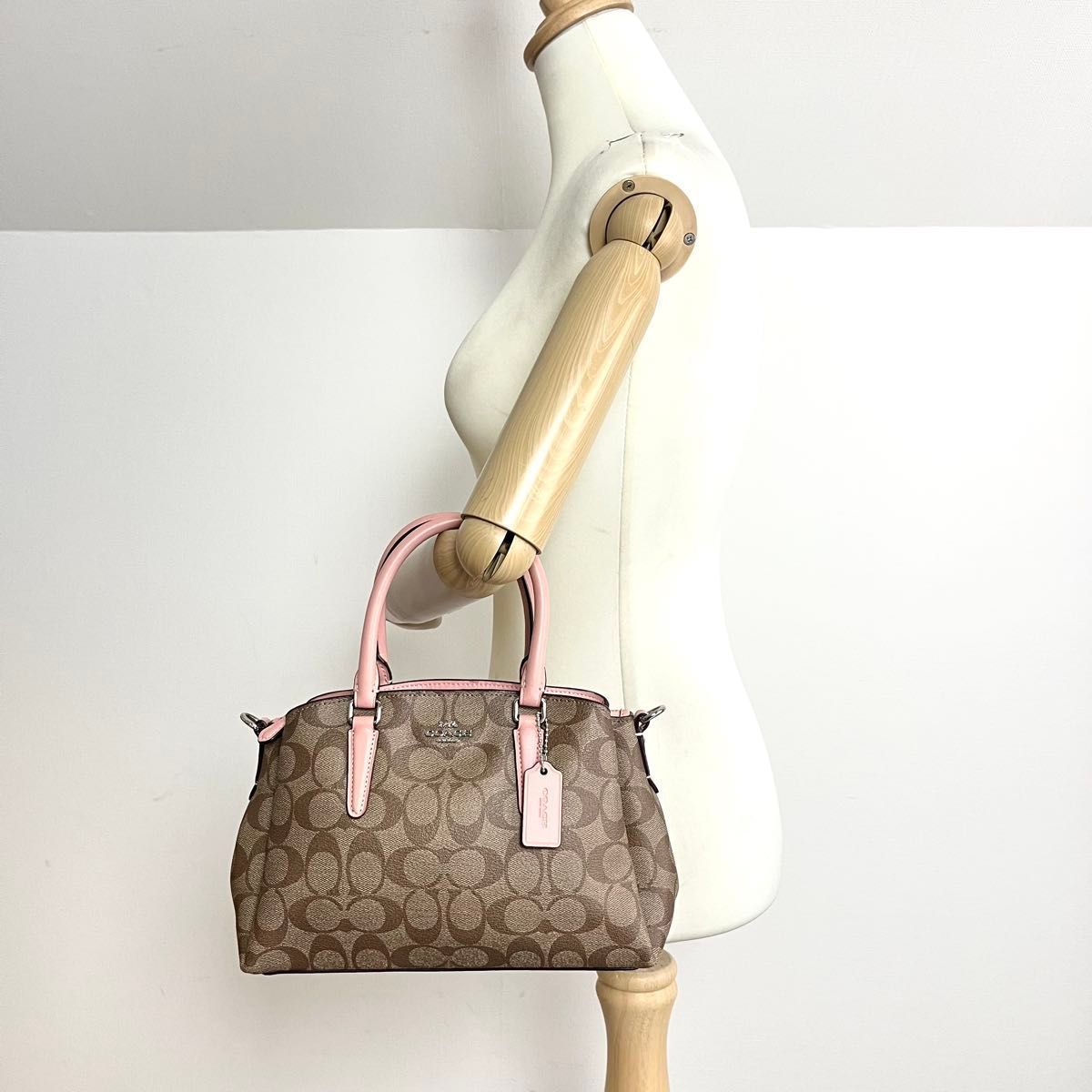 日本未発売 美品 COACH コーチ 2way ハンドバッグ シグネチャー PVC 