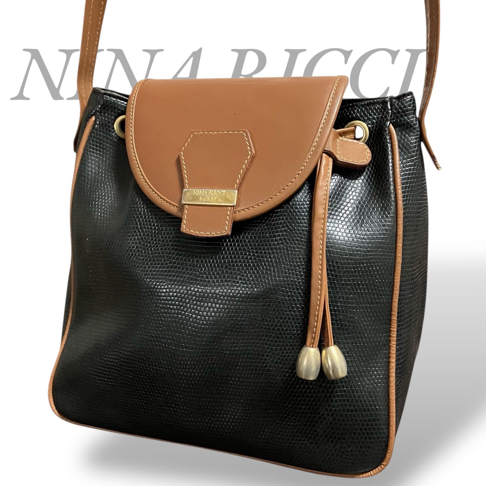 NINA RICCI ショルダーバッグ PVC 斜め掛け 総柄 スクエア NINA RICCI 