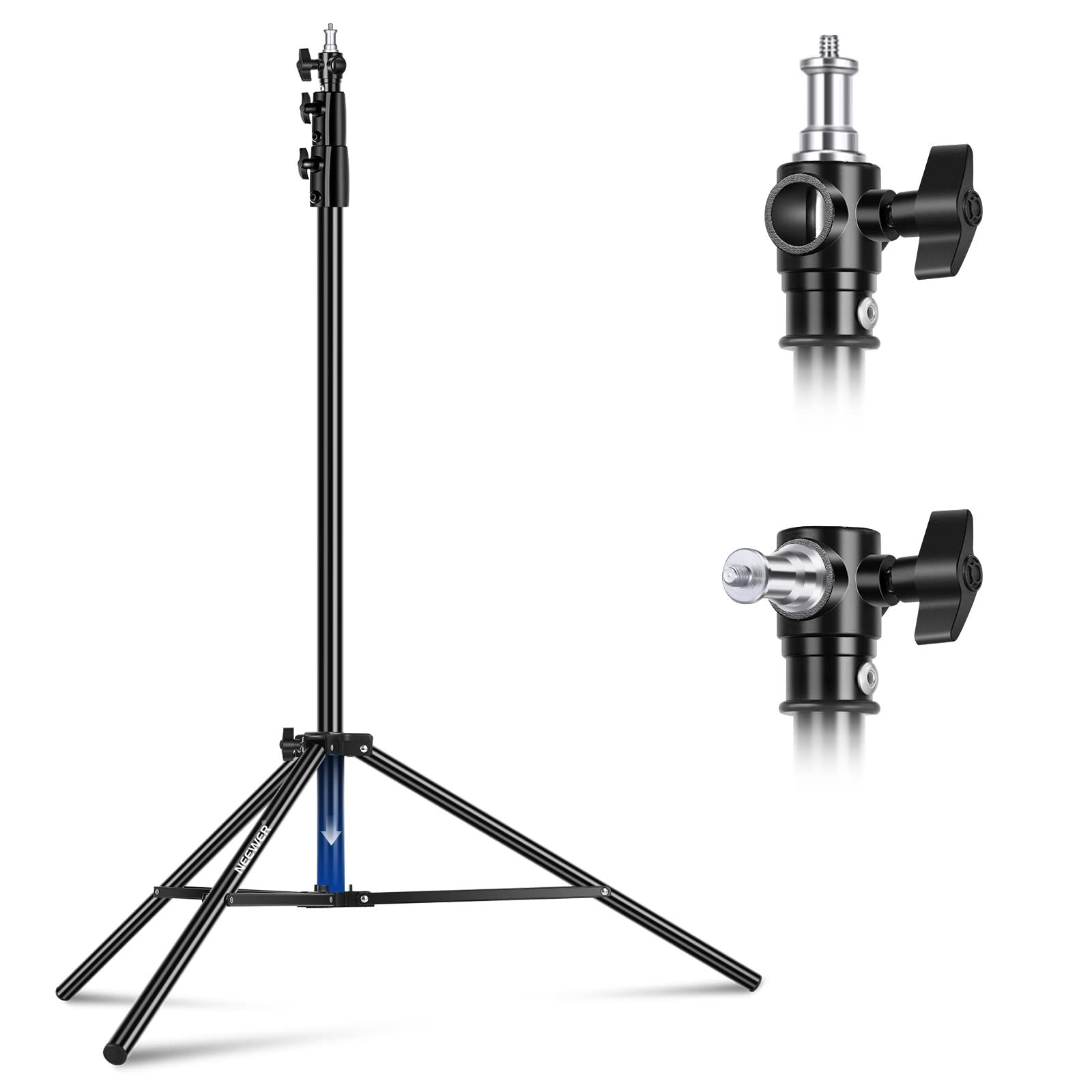 新品 NEEWER 9.2ft/2.8m エアクッションライトスタンド 頑丈な金属製写真三脚スタンド 1/4~3/8リバーシブルスピゴット付き 3ウェイ取り付けインターフェース＆金属製ロックノブ 最大荷重5.5lb/2.5kg ST-280AC