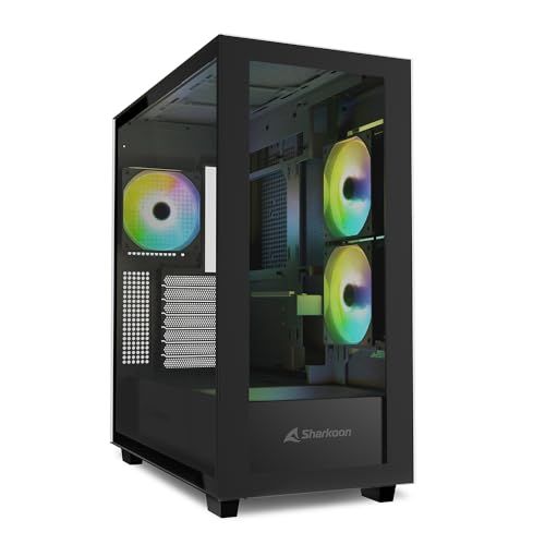 新品 Sharkoon ミドルタワーPCケース REBEL C60 RGB ブラック ATX/Micro ATX/Mini-ITX規格対応 ARGBファン4基搭載 2面ガラス REBEL C60 RGB BK 日本正規代理店品