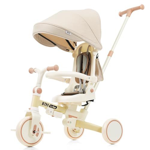 新品 BTM 子供用三輪車 折りたたみカバー 手押し棒付き 7in1 バイク 安全ベルト 三輪車のりもの 超軽量 座面回転 ハンドル調整可能 自転車 おもちゃ 乗用玩具 幼児用 赤ちゃん 組み立て簡単 誕生日プレゼント
