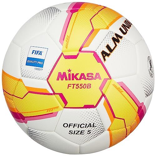 新品 ミカサ(MIKASA) サッカーボール 5号球 全日本大学サッカー連盟(JUFA)公式試合球 日本サッカー協会検定球 ALMUNDO(アルムンド) 一般・大学・高校生・中学生用 貼り イエロー/ピンク FT550B-YP-FQP-JUFA 推奨内圧0.9