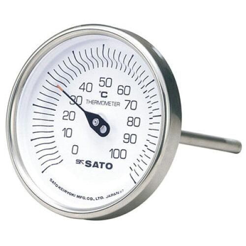 【新品・3営業日で発送】佐藤計量器製作所 バイメタル式温度計 0～200℃　50L BM-T-90S 1個