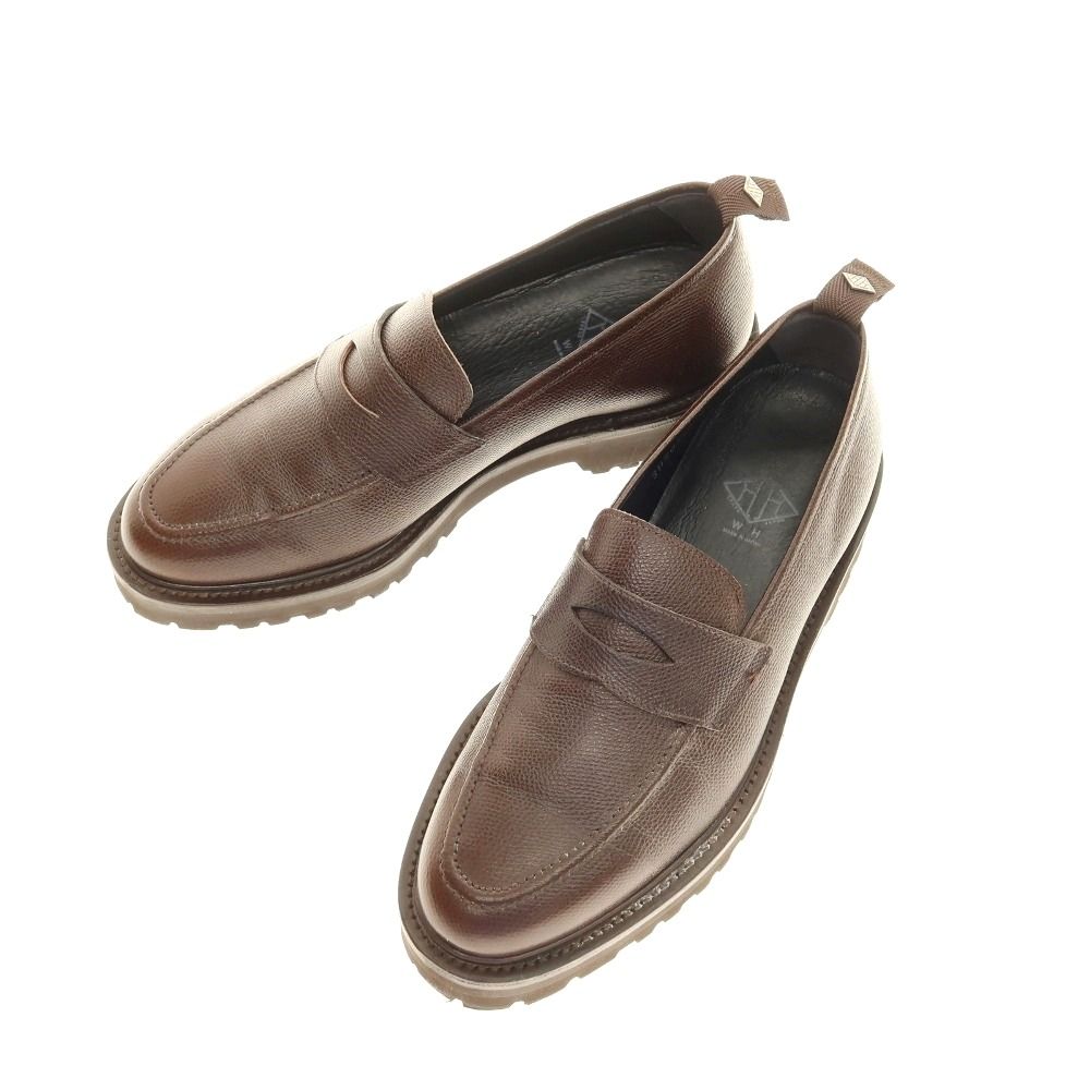 【中古】ダブルエイチ WH コインローファー ブラウン【サイズ8】【メンズ】