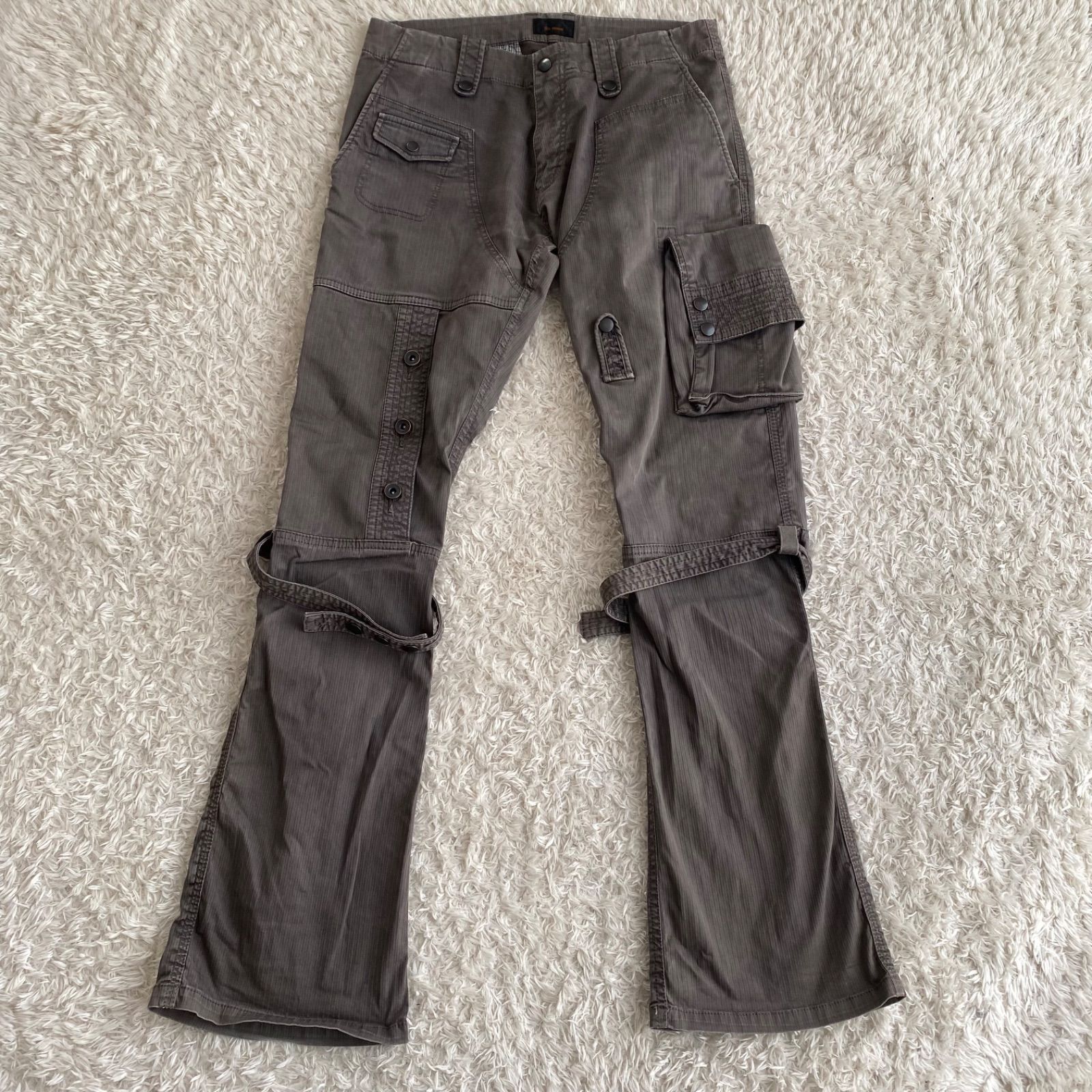 テットオム　カーゴパンツ　カーキ　ブラック サイズ5 Y2K TETE HOMME テットオム ボルテージ ギミックカーゴパンツ フレア y2k