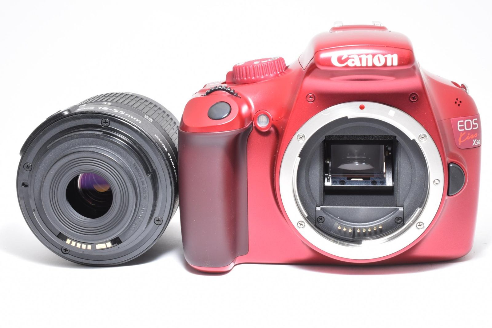 光学極上品】Canon キャノン EOS KISS X50 赤 レッド シャッター数1回 