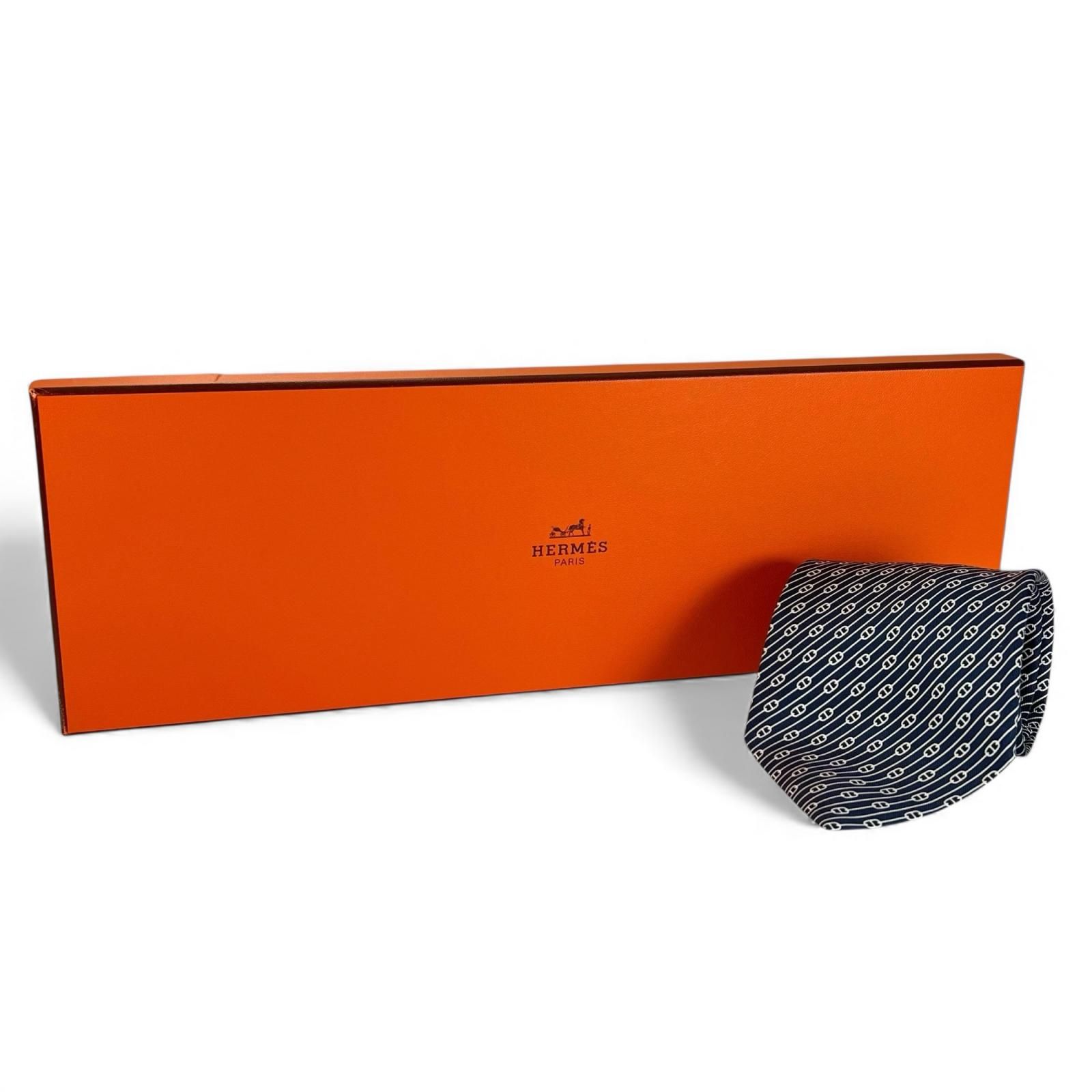 未使用品△HERMES エルメス 5500 UA シルク100％ シェーヌダンクル柄