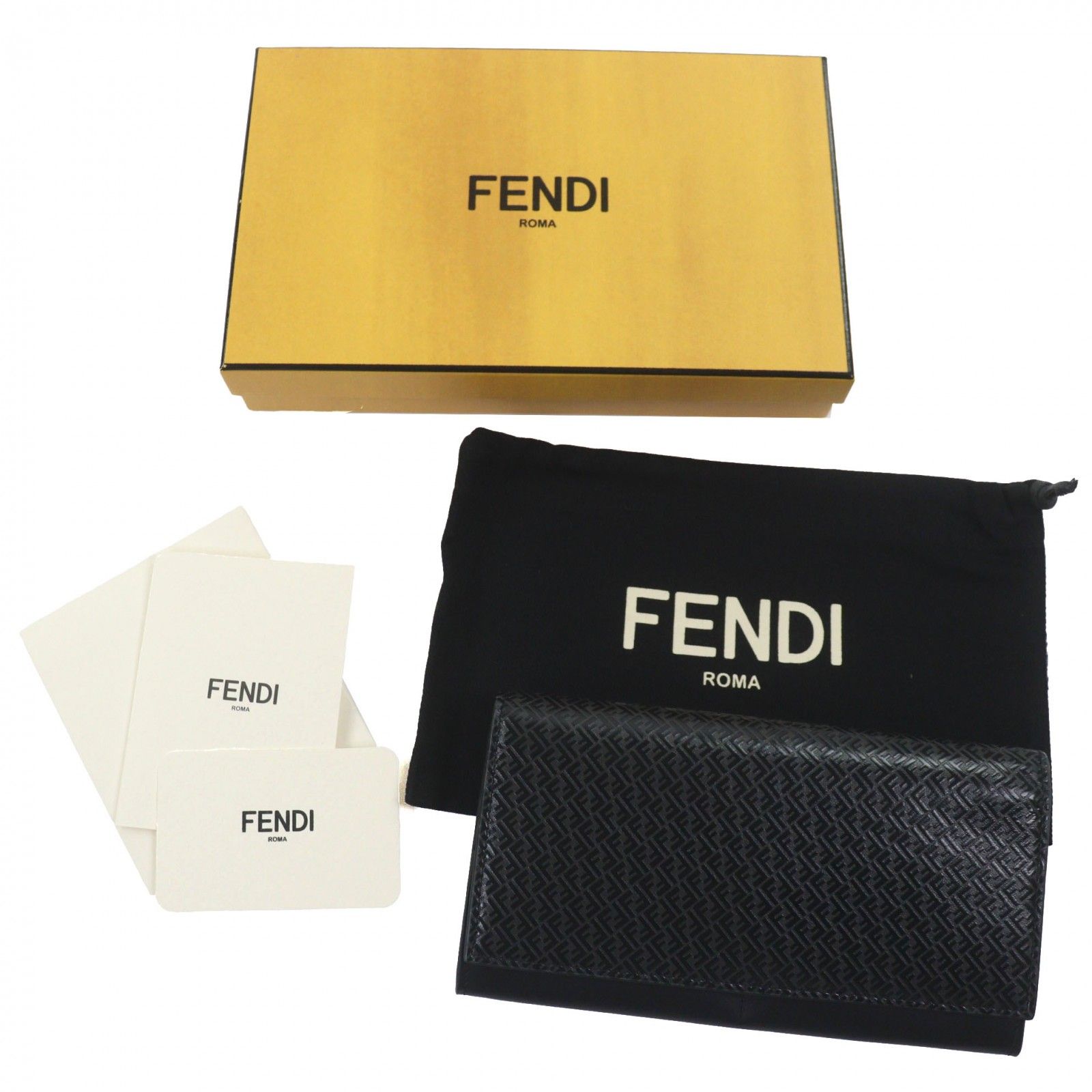極美品▽FENDI フェンディ 7M0264 レザー マイクロズッカ ロング 