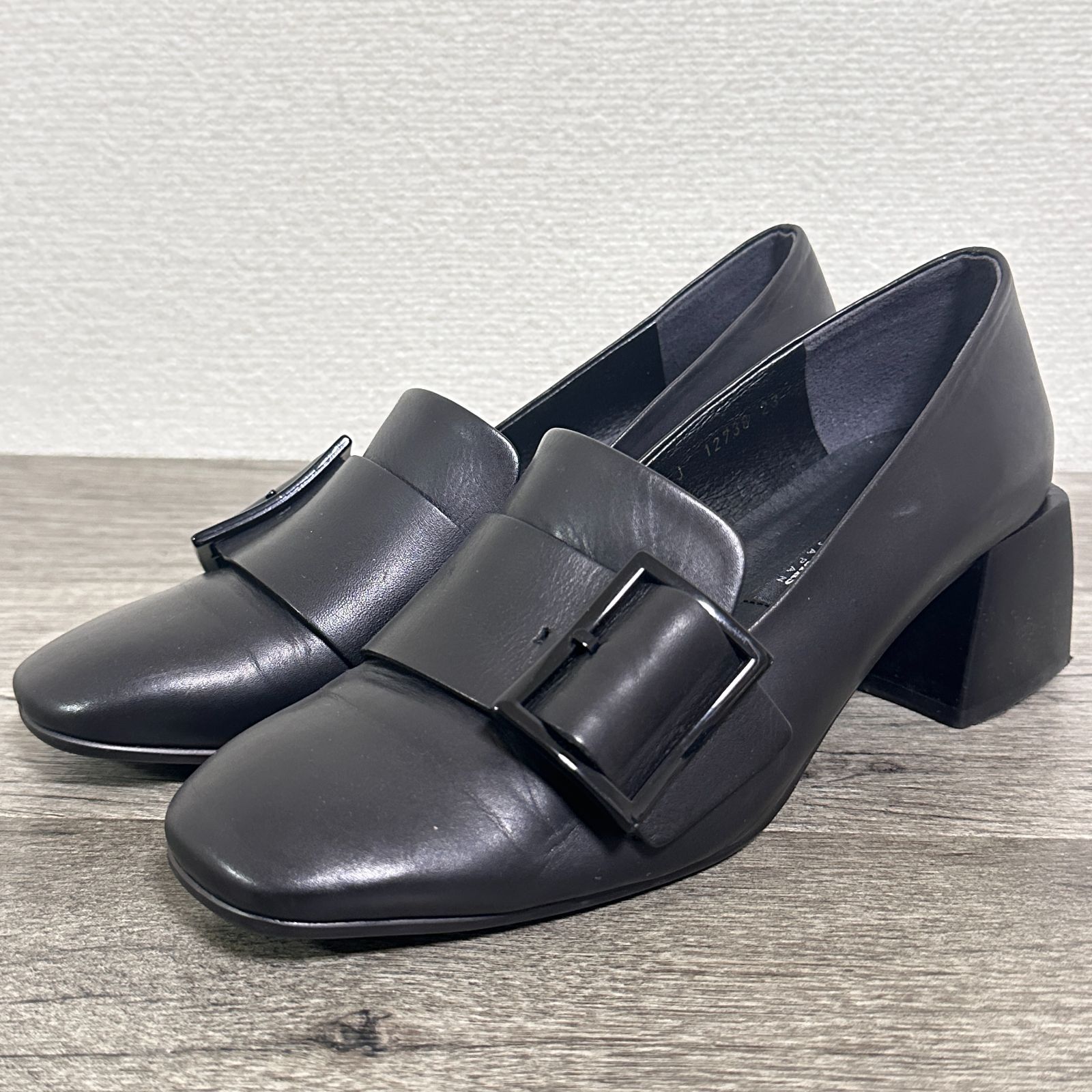 ラボキゴシワークス 日本製 23AW 50mm本革ベルテッドパンプス スクエア 