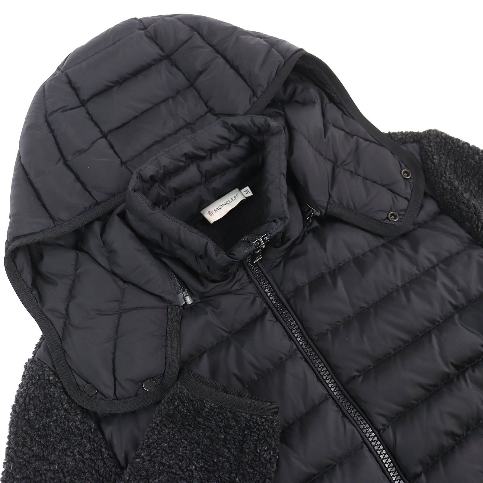 メンズ Moncler ブラック フード付き切り替え マグリア