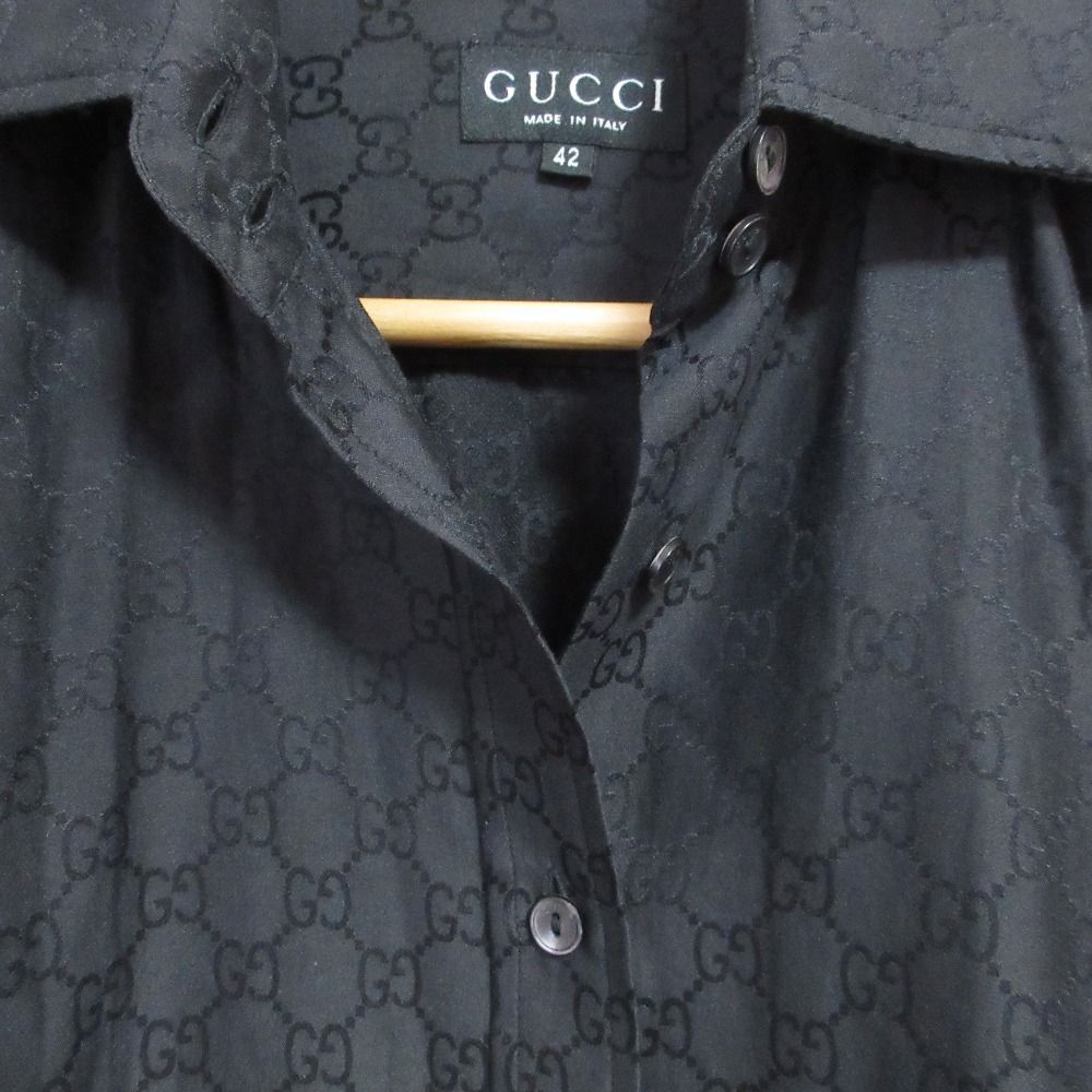 良品 GUCCI グッチ トムフォード期 GG柄ジャガード 長袖 シャツ 