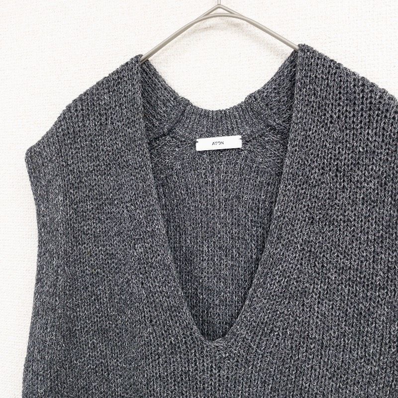 ATON エイトン SILK WASHI LILIYARN V-NECK VEST ニットベスト Vネック