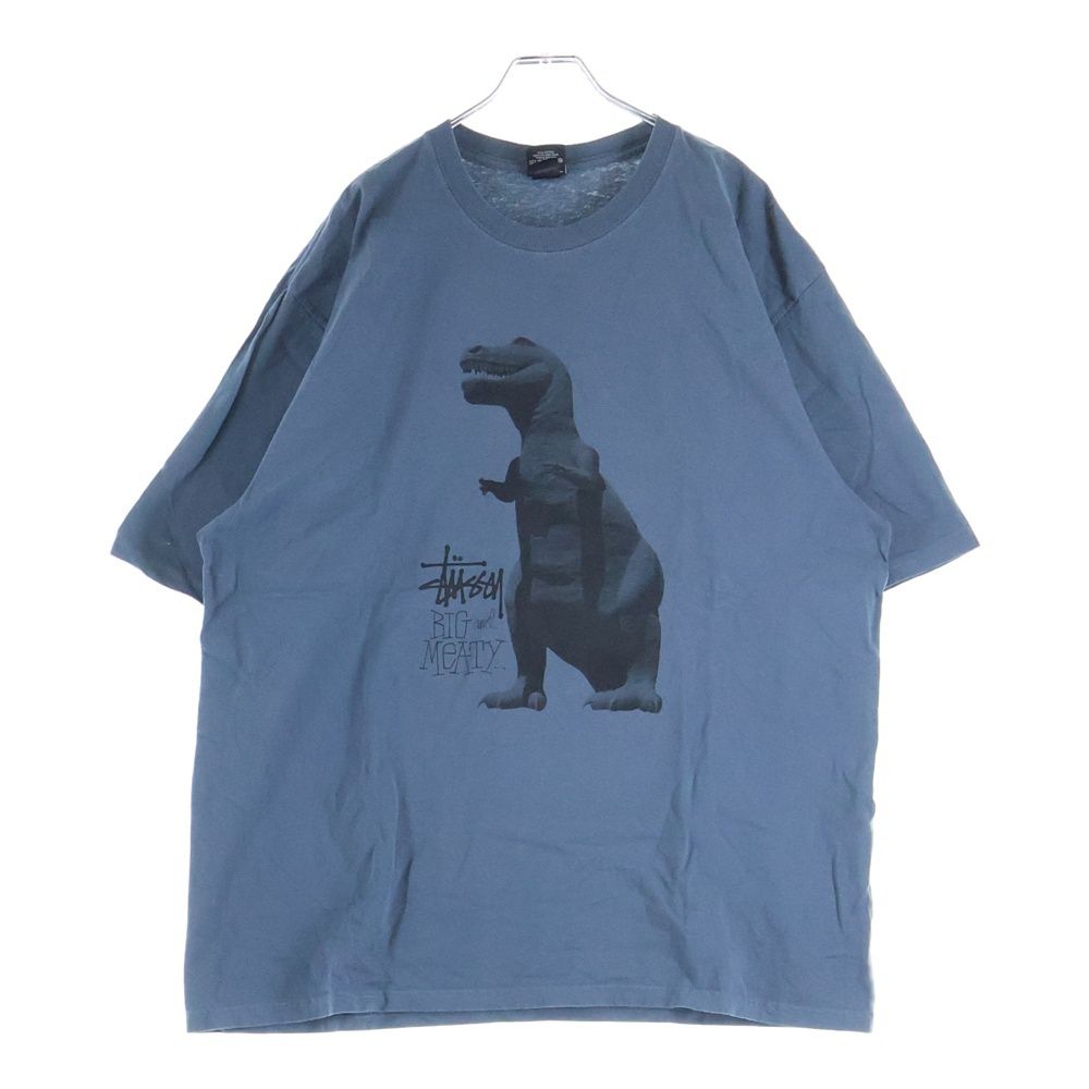 STUSSY (ステューシー) BIG AND MEATY ビッグアンドミーティー フロントプリント クルーネック半袖Tシャツ カットソー ブルー