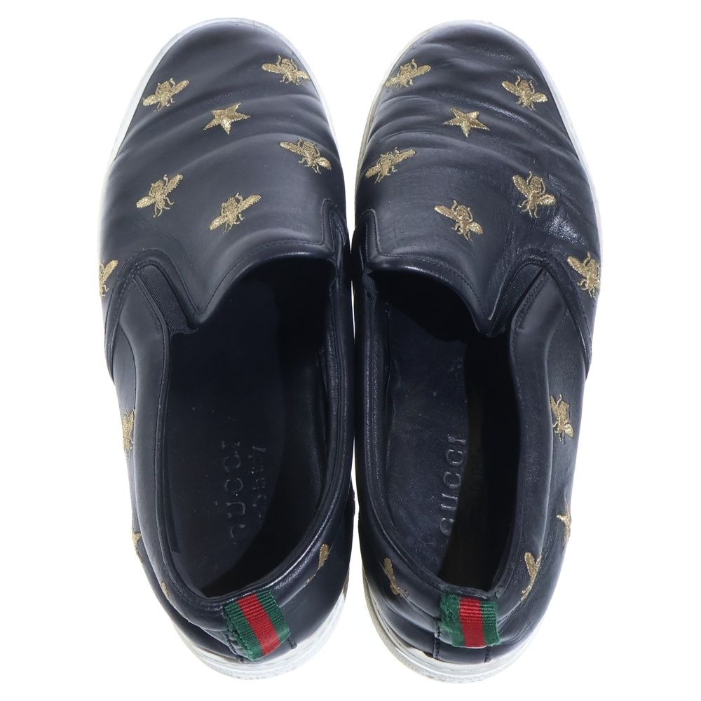 GUCCI (グッチ) Bee刺繍 レザーローカットスニーカー スリッポン