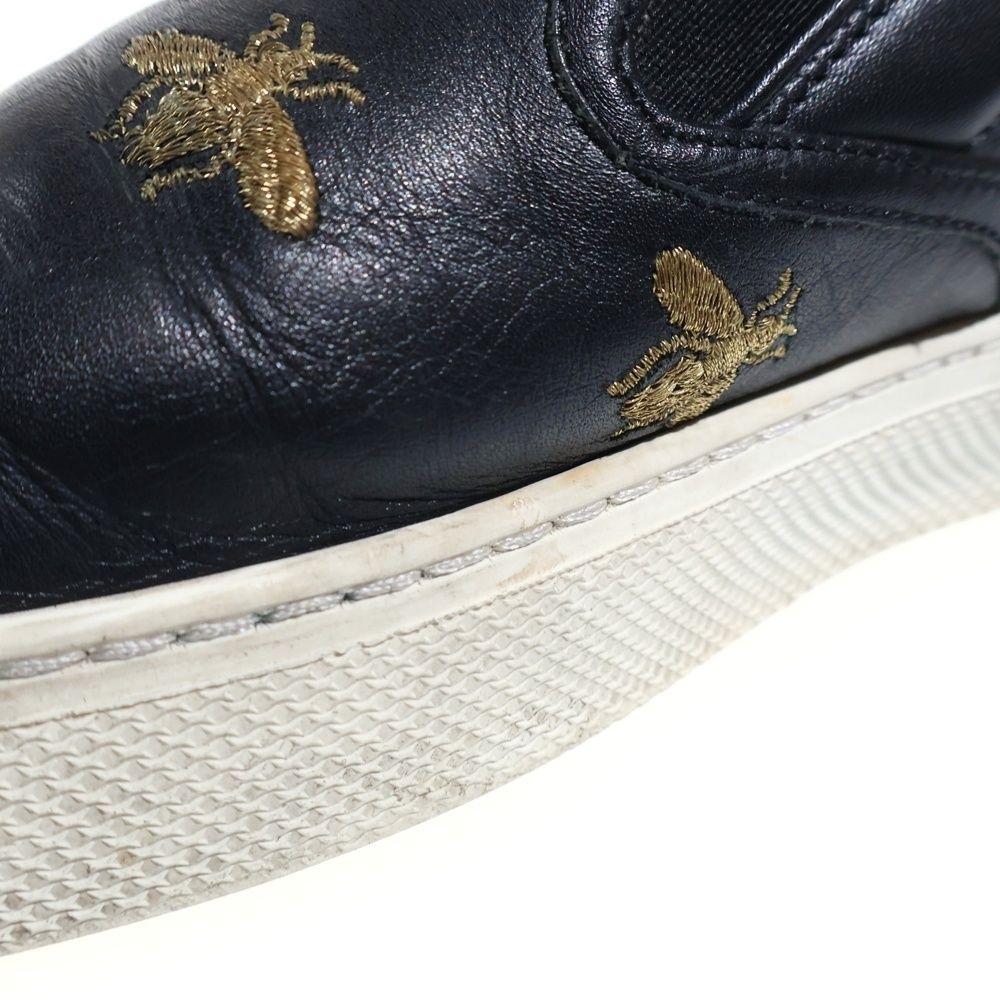 GUCCI グッチ Bee刺繍 レザーローカットスニーカー スリッポン ブラック 407364 GUCCI (グッチ) Bee刺繍 レザーローカットスニーカー スリッポン