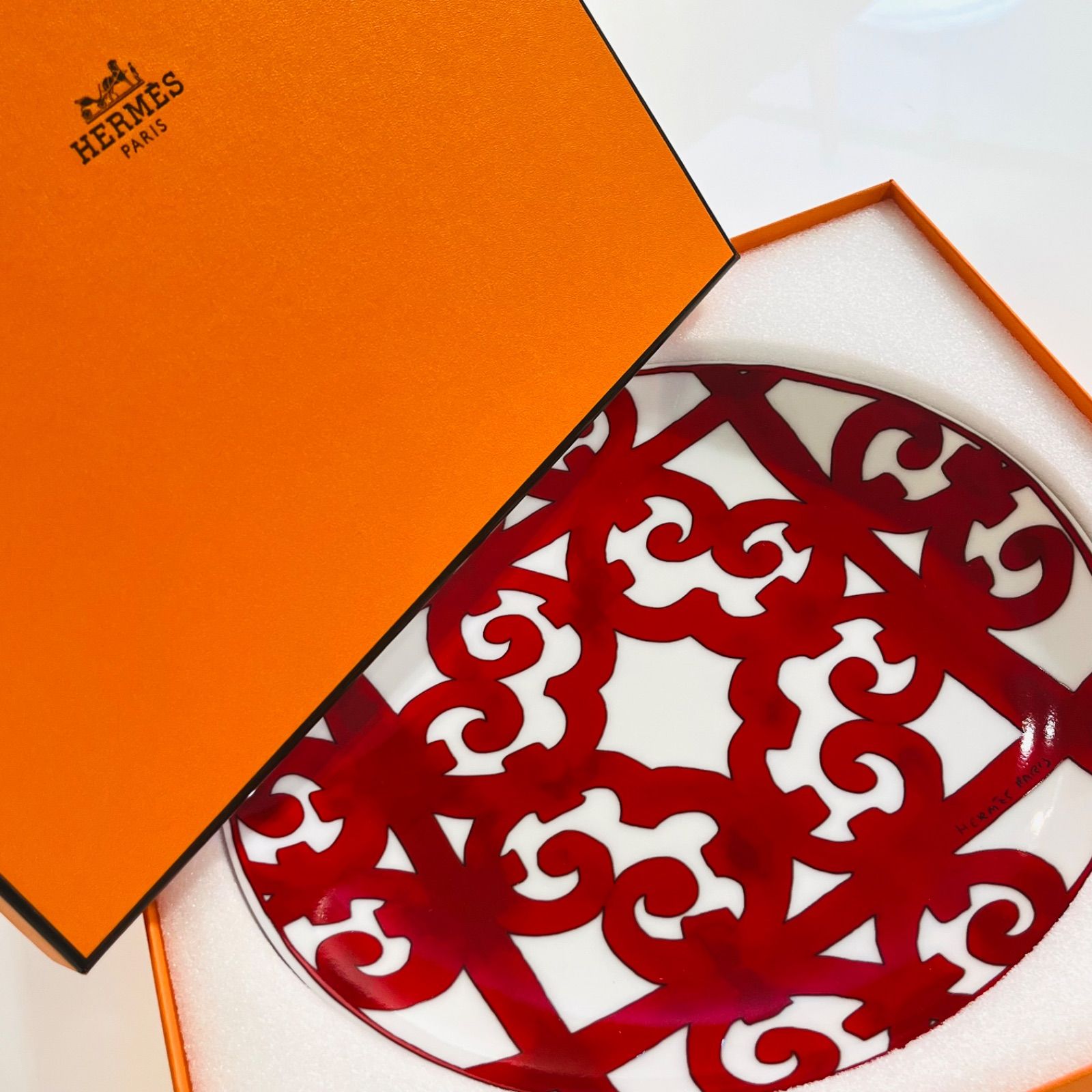 HERMES エルメス ガダルキヴィール 21.5cm デザートプレート レッド