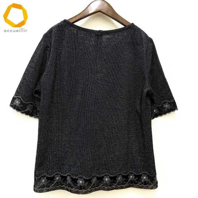 anc インポートロッサ import Rossa カットソー 46 黒系 ラメ 花