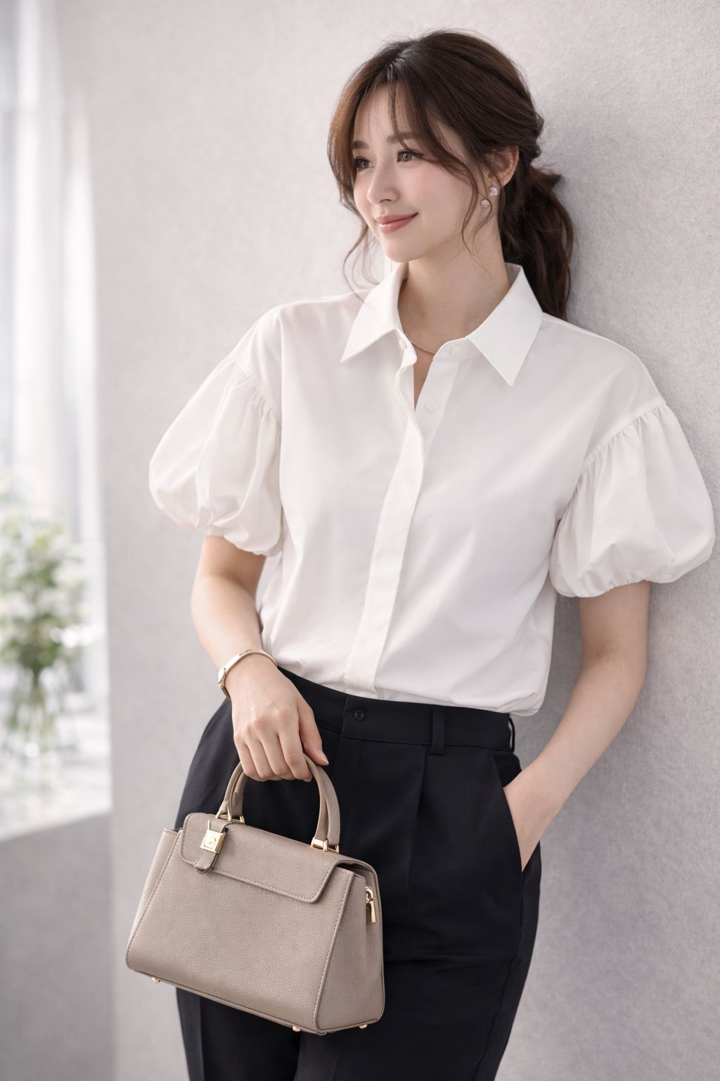 Danchan★FOXEYブティック ブラウス フレンチパフ 38 未使用級】FOXEY BOUTIQUE 37599 /フォクシーブティック ブラウス 38