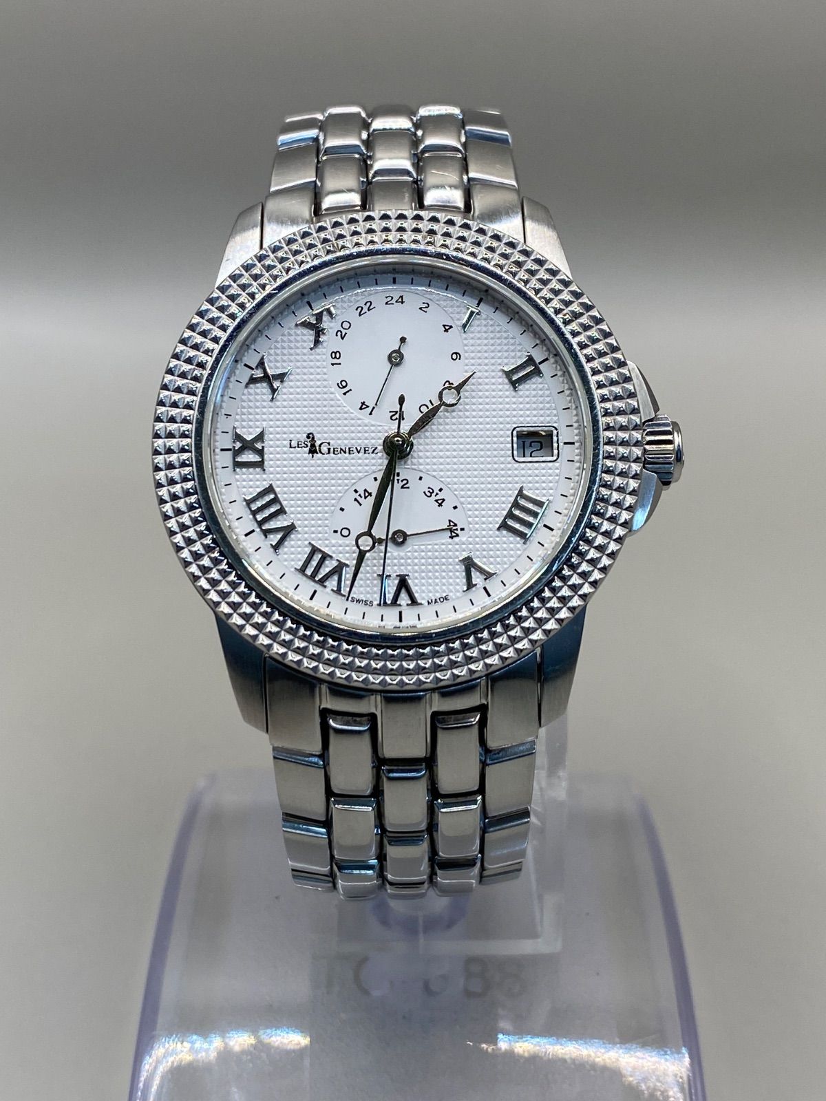稼動良好] レ・ジュネヴェ 81005 Les Genevez GMT パワーリザーブ 自動 
