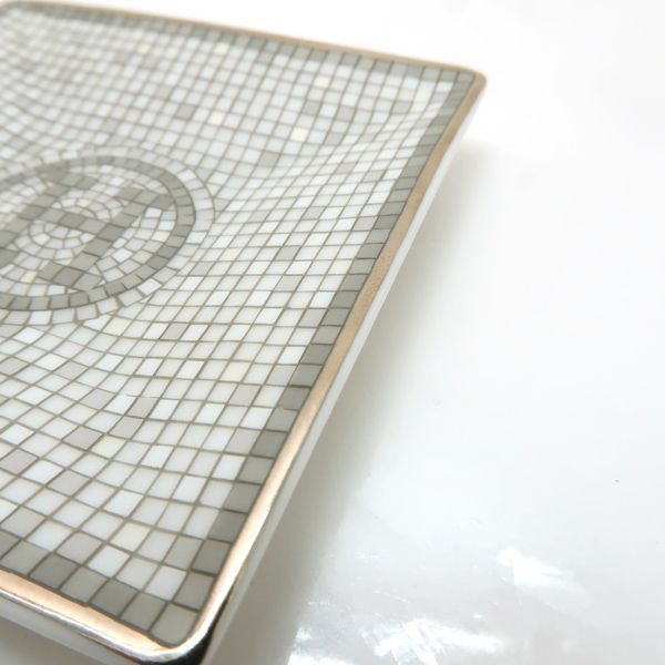 HERMES プチカレ モザイク24 No1 プラチナ 皿 ポーセリン 磁器 美品 箱