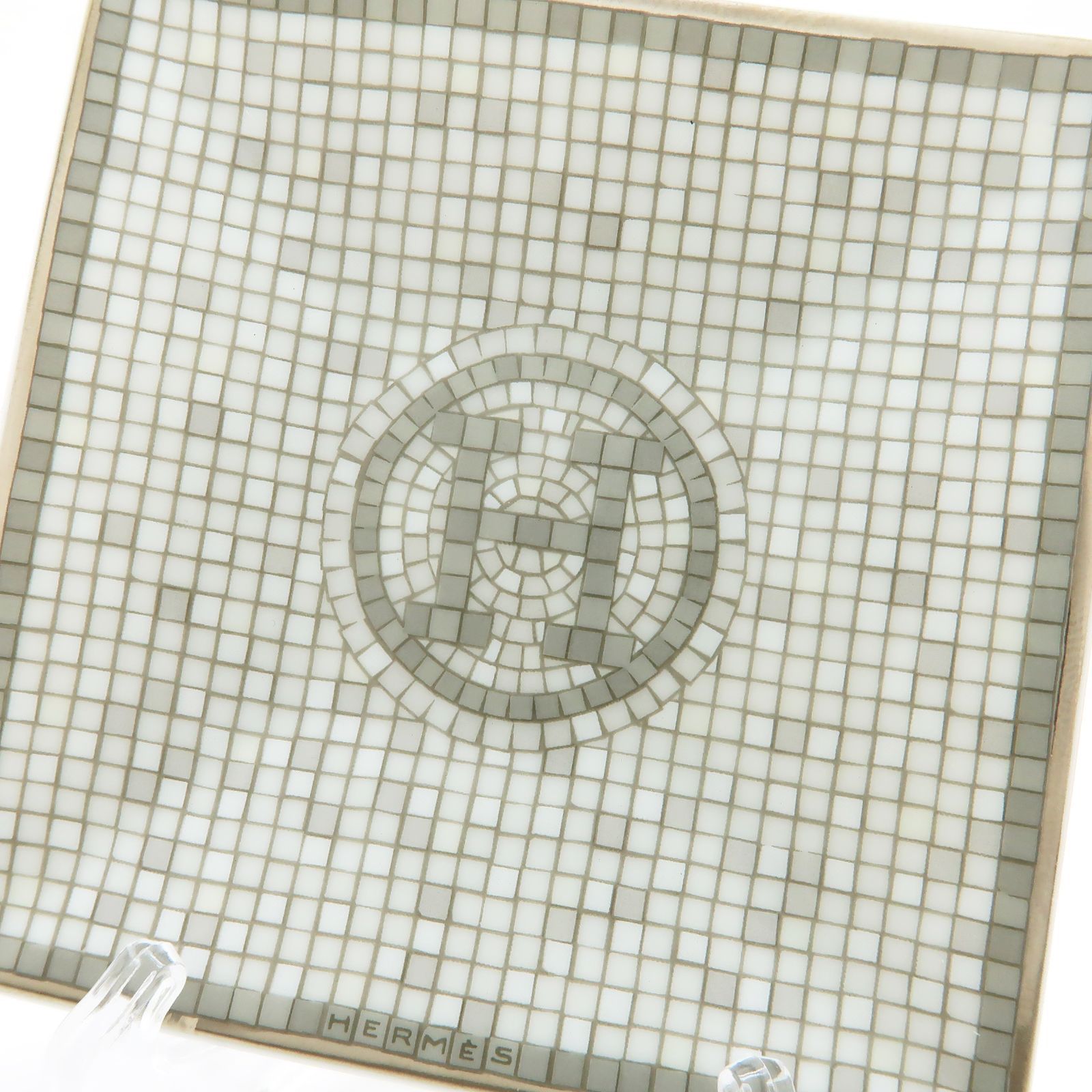 HERMES プチカレ モザイク24 No1 プラチナ 皿 ポーセリン 磁器 美品 箱