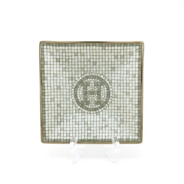 HERMES プチカレ モザイク24 No1 プラチナ 皿 ポーセリン 磁器 美品 箱