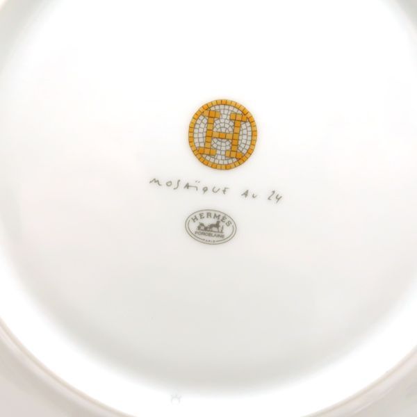 HERMES デザートプレート モザイク24 ゴールド 皿 ポーセリン 磁器 美