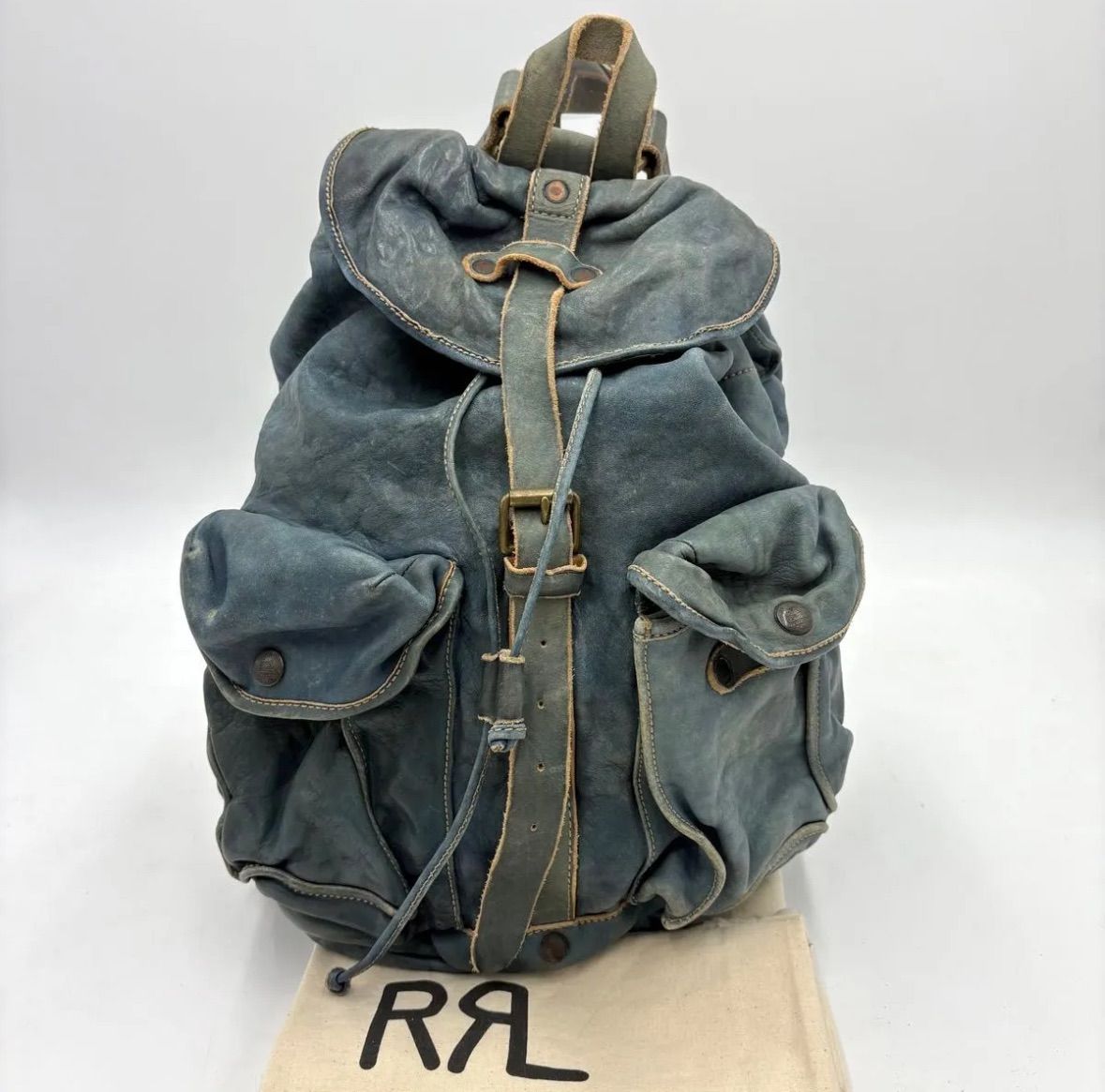 希少✨RRL ダブルアールエル インディゴレザー バックパック リュック 超希少○RRL ダブルアールエル インディゴレザー バックパック