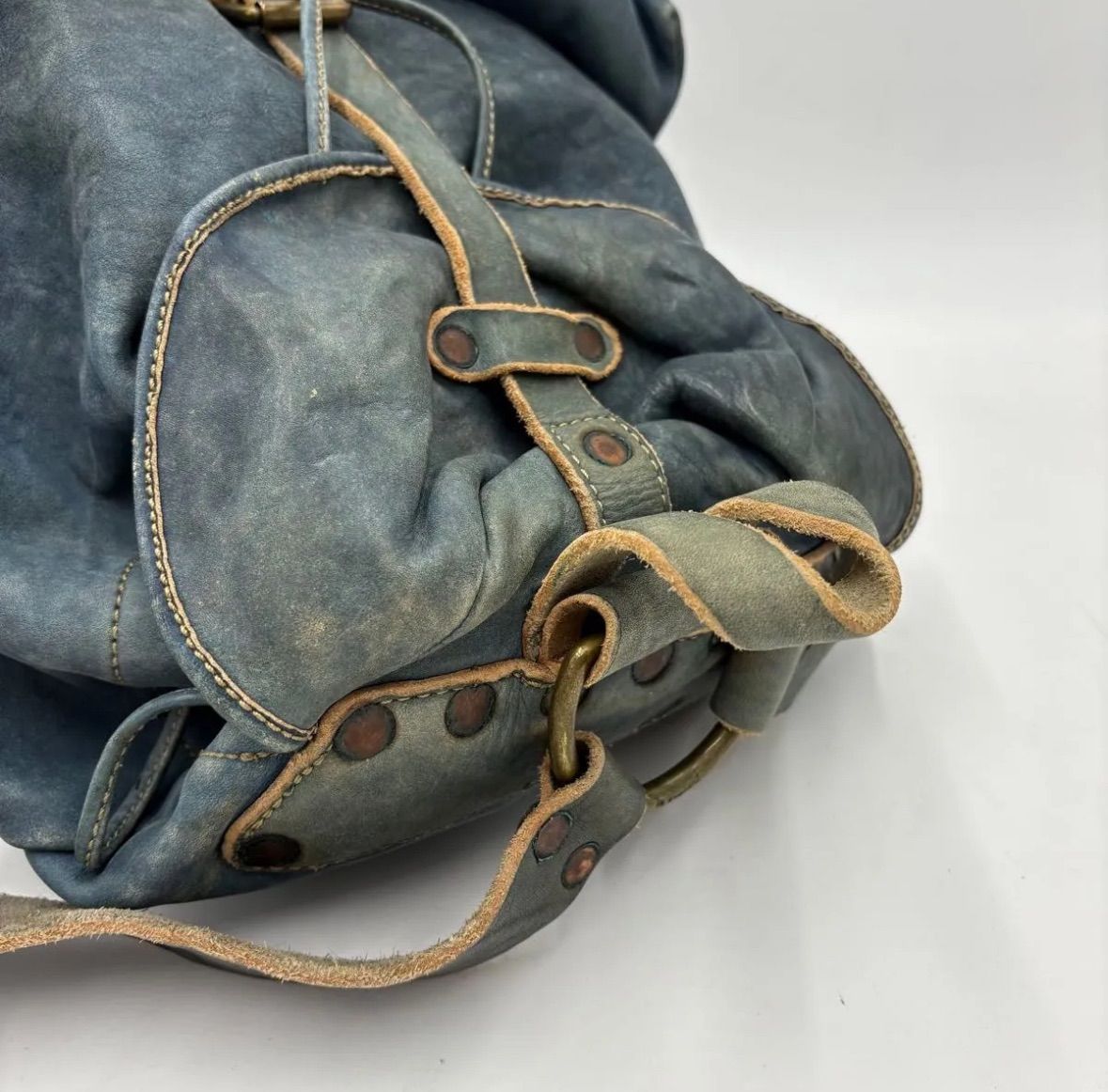 希少✨RRL ダブルアールエル インディゴレザー バックパック リュック 超希少○RRL ダブルアールエル インディゴレザー バックパック